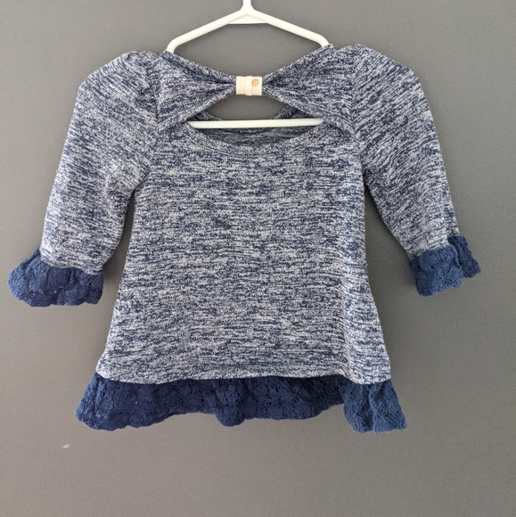 Blue 3/4 length sleeve "cute" shirt - Picture 2 of 4